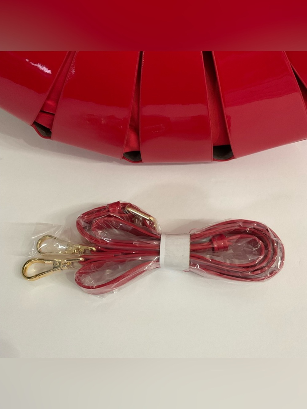 Red Faux Leather Handbag Crossbody Fashion Trendy - Picture 5 of 10